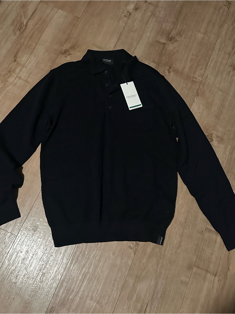 Scotch & Soda Black Men's Long-Sleeve Polo